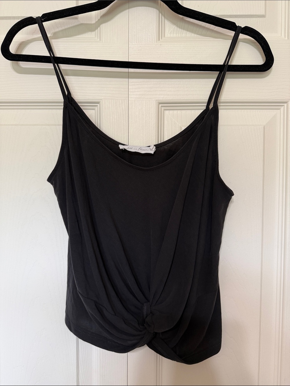 All in Favor Black Twist-Knot Spaghetti Strap Camisole
